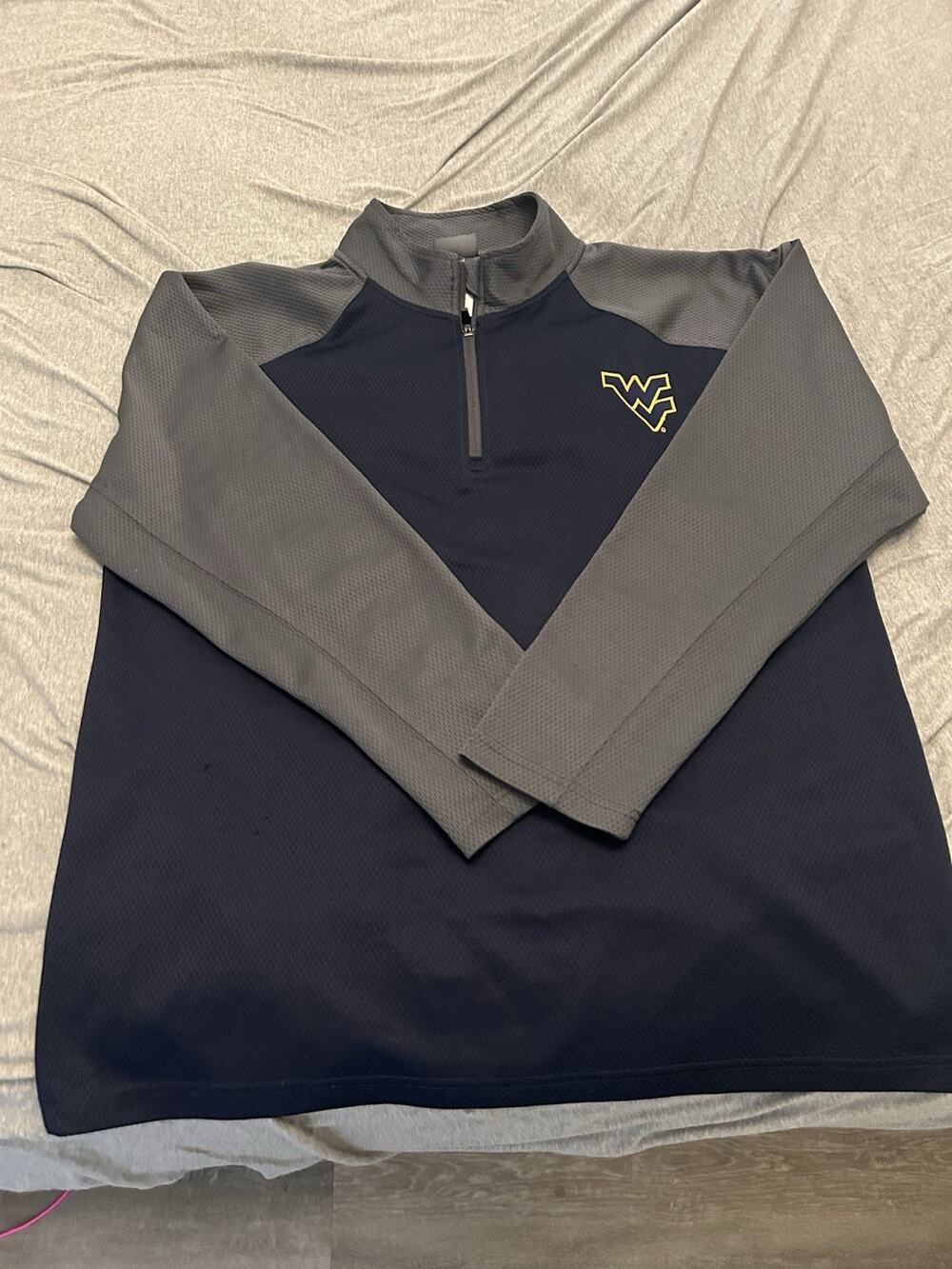 West Virginia Mountaineers WVU Quarter Zip Pullover Mens XL Knights Apparel Navy